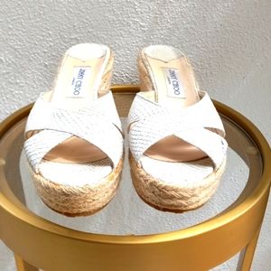 Jimmy Choo White Snakeskin Espadrille 8.5